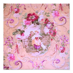 Impression Photo Toile victorienne antique Rococo Style rose floral