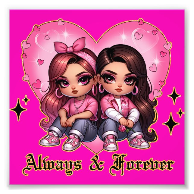 Impression Photo Toujours & Forever Meilleurs amis filles cadeau (Devant)