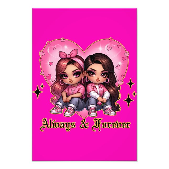 Impression Photo Toujours & Forever Meilleurs amis filles cadeau (Devant)