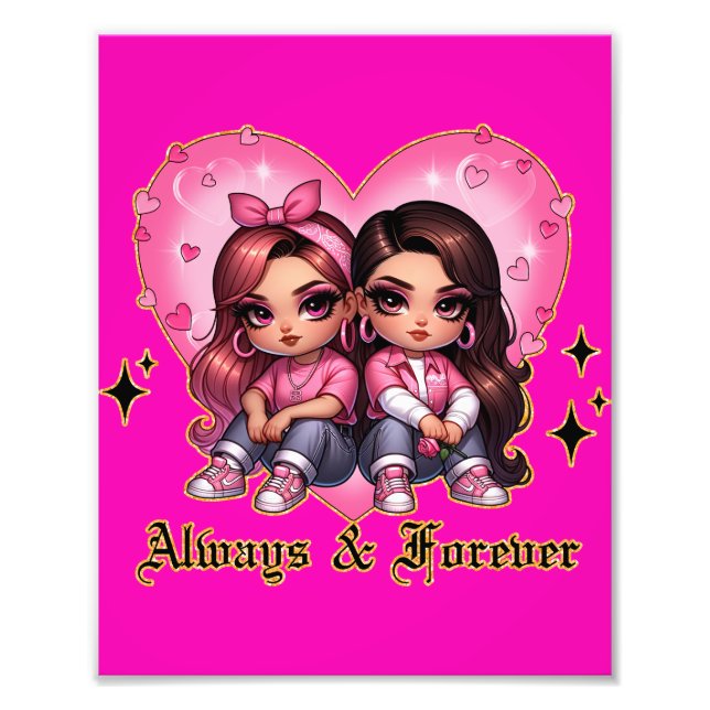 Impression Photo Toujours & Forever Meilleurs amis filles cadeau (Devant)
