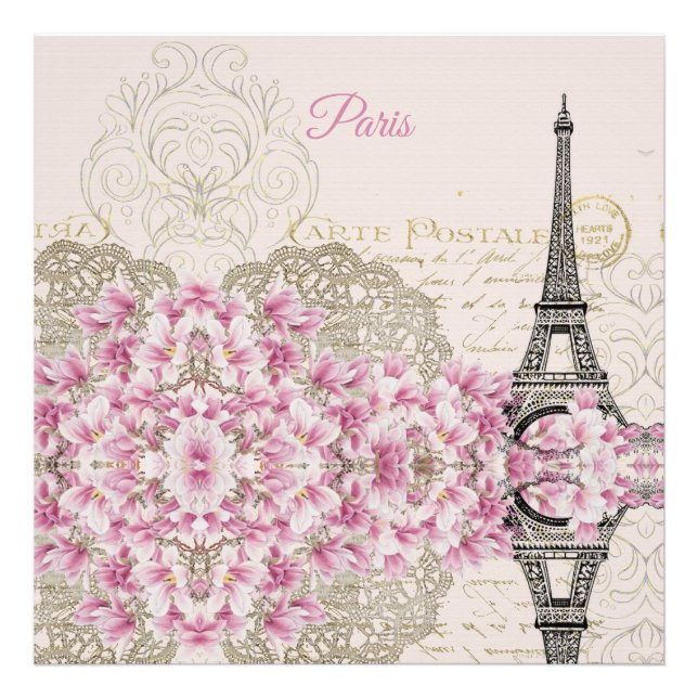 Impression Photo Tour Eiffel, Paris Magnolia Rose (Devant)