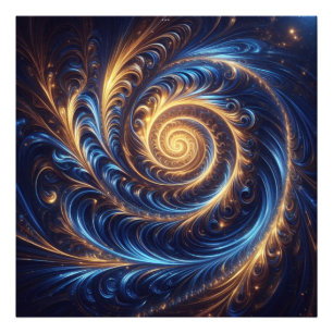 Impression Photo Tourbillons modernes abstraits bleu roi et or de l