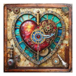 Impression Photo Tournesol Tiré Coeur Série Steampunk