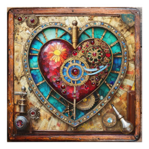 Impression Photo Tournesol Tiré Coeur Série Steampunk