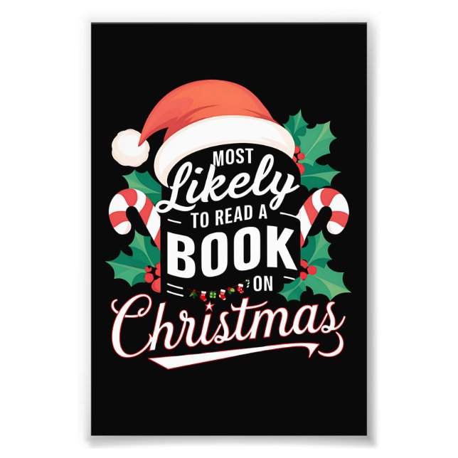 Impression Photo Très Probable De Lire Un Livre À Noël (Devant)