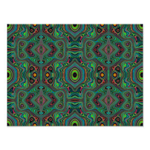 Impression Photo Trippy Retro Black and Lime Green Abstract Pattern