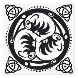 Impression Photo Triskelion Celtique noeud Mandala Design noir