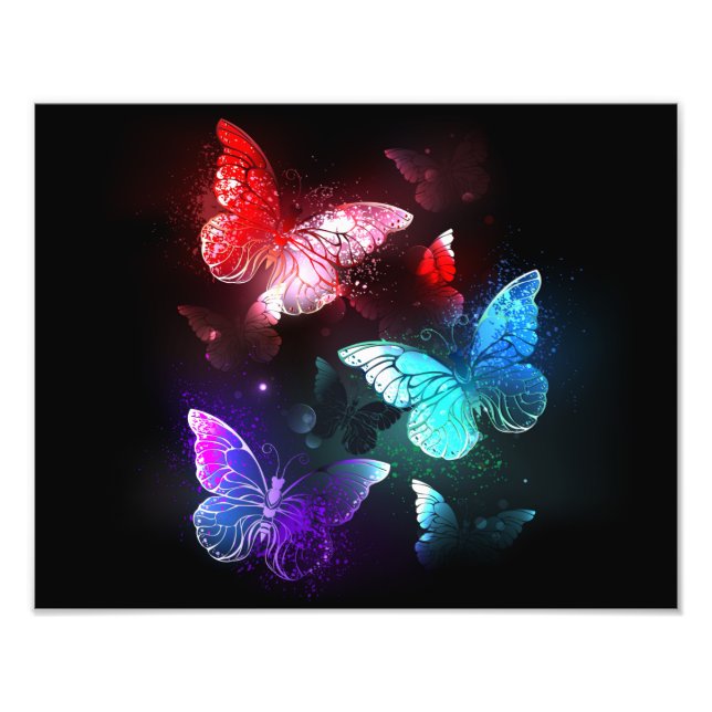 Impression Photo Trois papillons brillants sur l'arrière - plan de  (Devant)