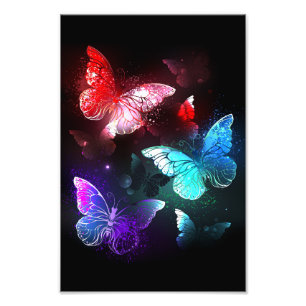 Impression Photo Trois papillons brillants sur l'arrière - plan de