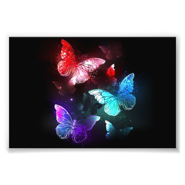 Impression Photo Trois papillons brillants sur l'arrière - plan de  (Devant)