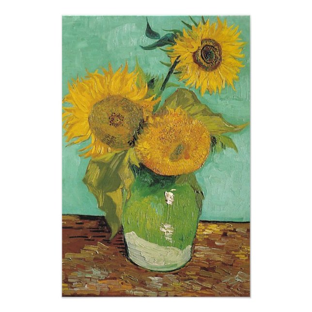 Impression Photo Trois tournesols dans un Vase, Vincent van Gogh. (Devant)
