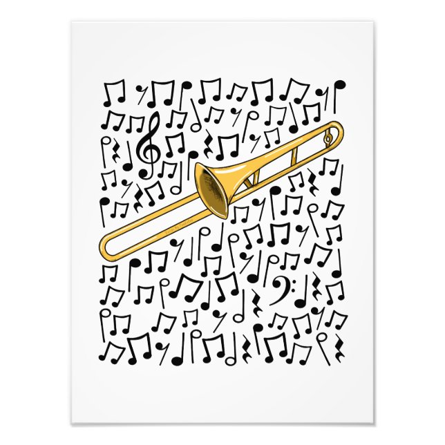 Impression Photo Trombone Musical Notes Tromboniste Brass Musicien (Devant)