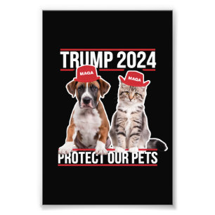 Impression Photo Trump 2024 Protégez nos animaux Chiens de chat MAG