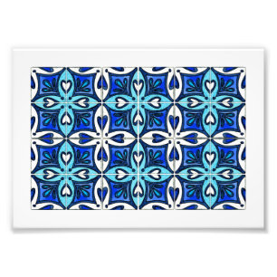 Impression Photo Tuiles de coeur inspirées par le bleu d'Azulejos