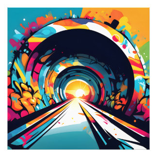 Impression Photo Tunnel Avec Graffiti Art