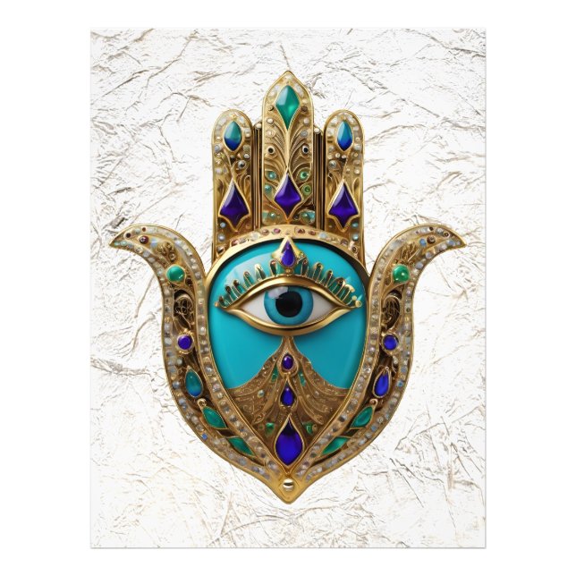 Impression Photo Turquoise Troisième Oeil Hamsa (Devant)
