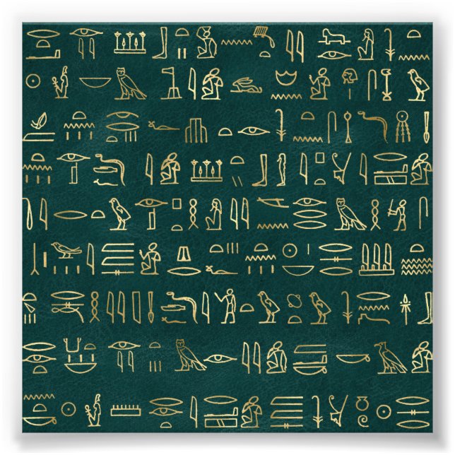 Impression Photo Typographie égyptienne d'or Hiéroglyphes Égypte (Devant)