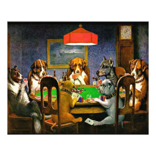 Impression Photo Un ami dans le besoin, Chiens jouant au poker,
