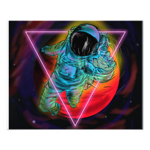 Impression Photo Un astronaute coloré qui réalise des rêves rét