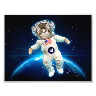 Impression Photo Un astronaute de chat dans l'espace