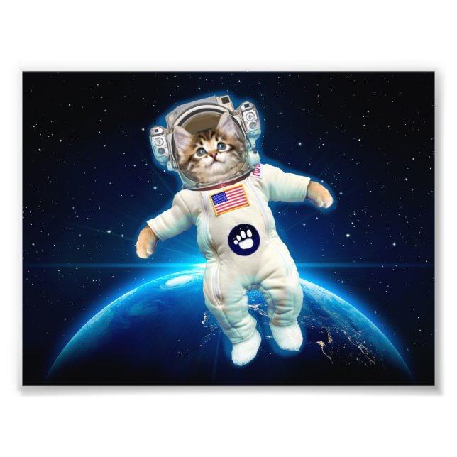 Impression Photo Un astronaute de chat dans l'espace (Devant)