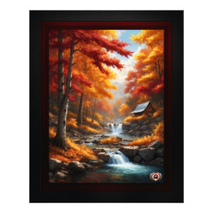 Impression Photo Un Cabine dans Bois d'automne AI Concept Art par X