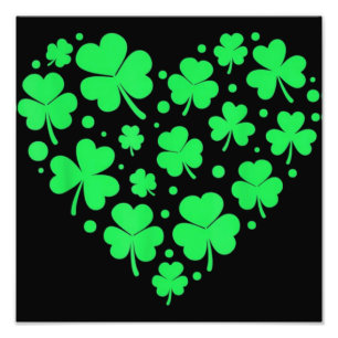 Impression Photo Un coeur Shamrock irlandais chanceux