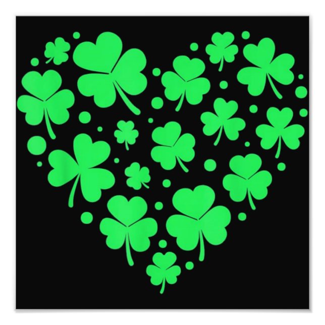 Impression Photo Un coeur Shamrock irlandais chanceux (Devant)