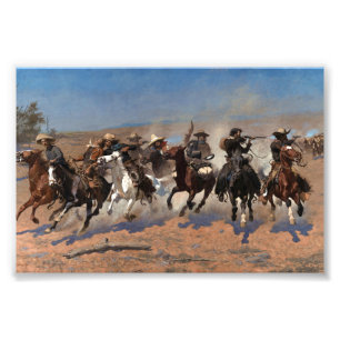 Impression Photo Un Dash pour le Bois par Frederic Remington