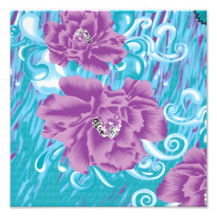 Impression Photo Un design textile dynamique avec violet et turq