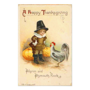 Impression Photo Un pèlerin Bon thanksgiving et le rocher de Plymo