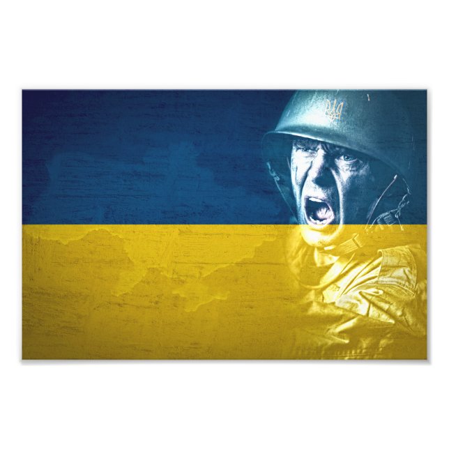 Impression Photo Un soldat de la paix en Ukraine en guerre (Devant)