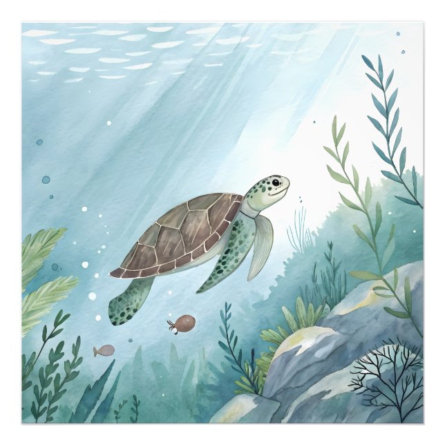 Impression Photo Underwater world with turtle (Devant)