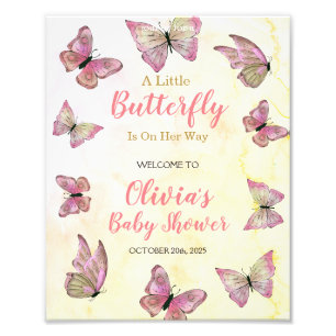 Impression Photo Une Affiche de bienvenue Baby shower petit papillo