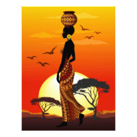 Une belle femme africaine Silhouette sur les solei