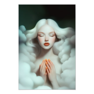 Impression Photo Une Belle Femme Méditant Dans Les Nuages