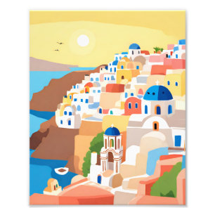Impression Photo Une Belle Peinture De L'Île De Santorin