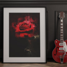 Une rose rouge aquarelle sur fond noir