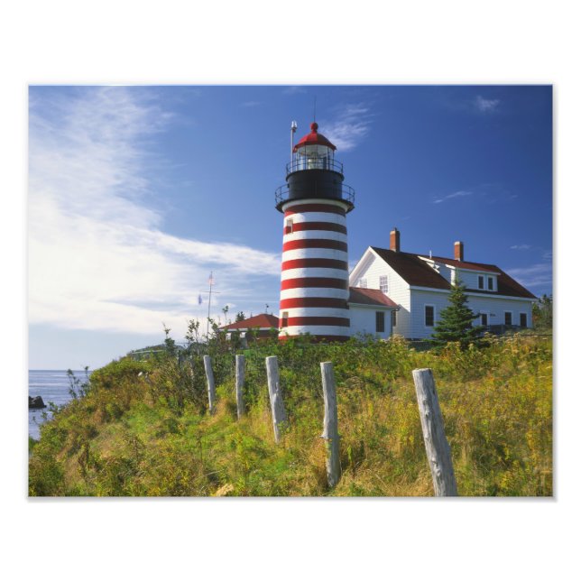 Impression Photo USA, Maine, Lubec. Phare de West Quoddy Head (Devant)