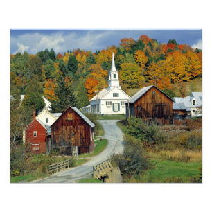 Impression Photo USA, Vermont, Waits River. Le feuillage d'automne