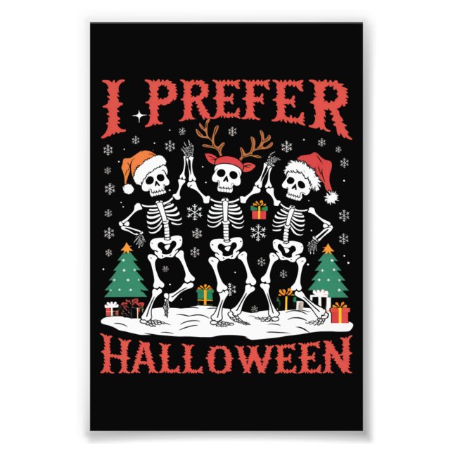 Impression Photo Vacances Noël laid Je préfère Halloween Noël (Devant)