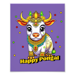 Impression Photo Vache décorée Kawaii Pongal