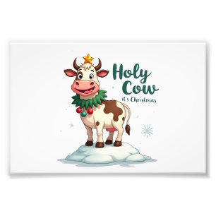 Impression Photo Vache sacrée c'est Noël T-Shirt Vache de Noël (2)