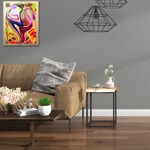 Impression Photo Vagues graphiques globe - fond métallique