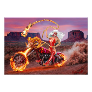 Impression Photo Vampire Biker Babe – Rebelle gothique de minuit