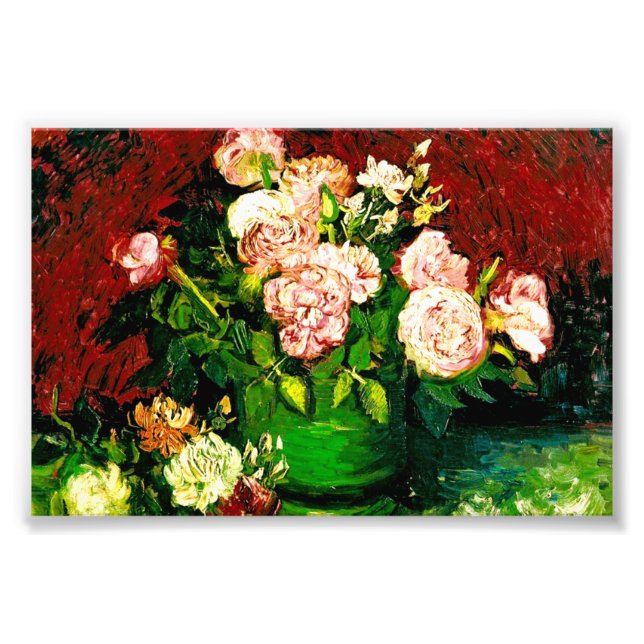 Impression Photo Van Gogh Bowl avec Peonies et Roses (Devant)