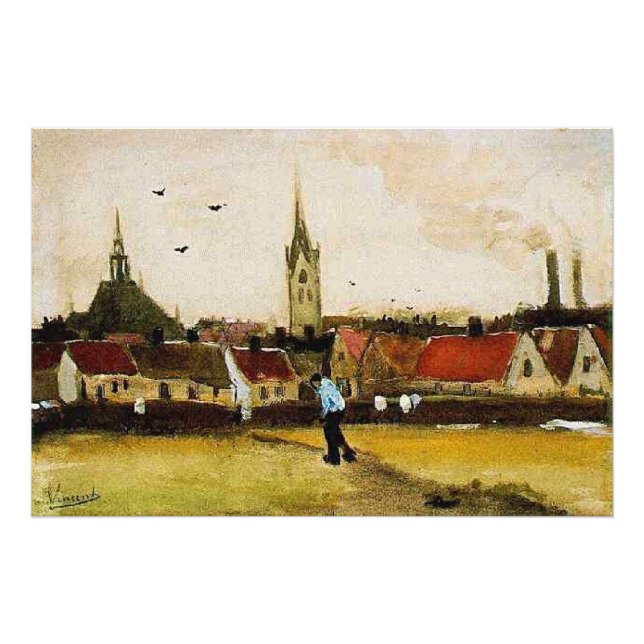 Impression Photo Van Gogh - Vue de La Haye avec Nouvelle Eglise (Devant)