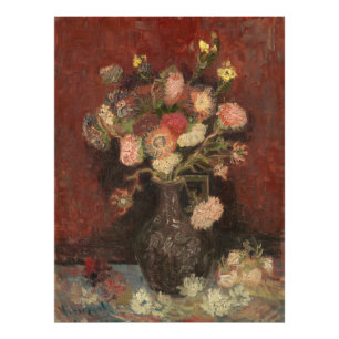 Impression Photo Vase aux asters chinois et glaïeuls van Gogh