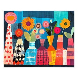 Impression Photo Vase de fleurs abstrait moderne,