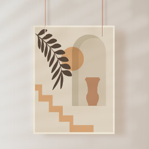 Impression Photo Vase Feuille Escalier Soleil, Art Géométrique Abst